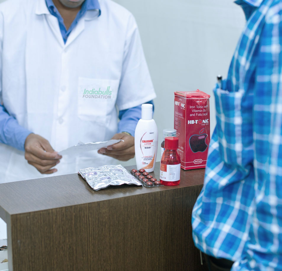 Free Medicines distributed at Indiabulls Foundation Free Medical Clinic